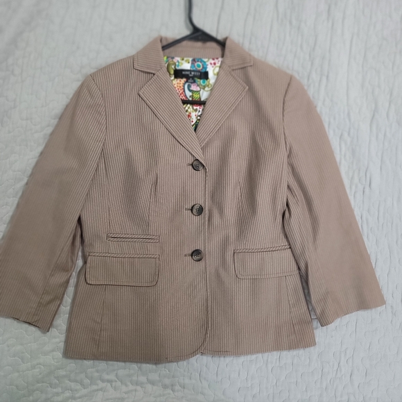 Nine West Taupe Pinstripe Blazer - Picture 1 of 3